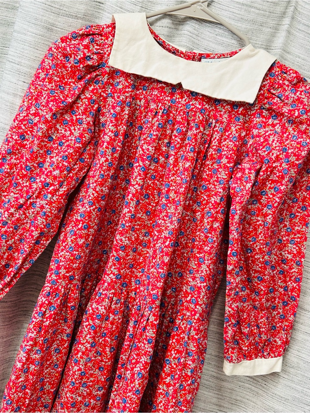 Mousefeathers girls Red Floral long sleeve Dress size 14 authentic vintage